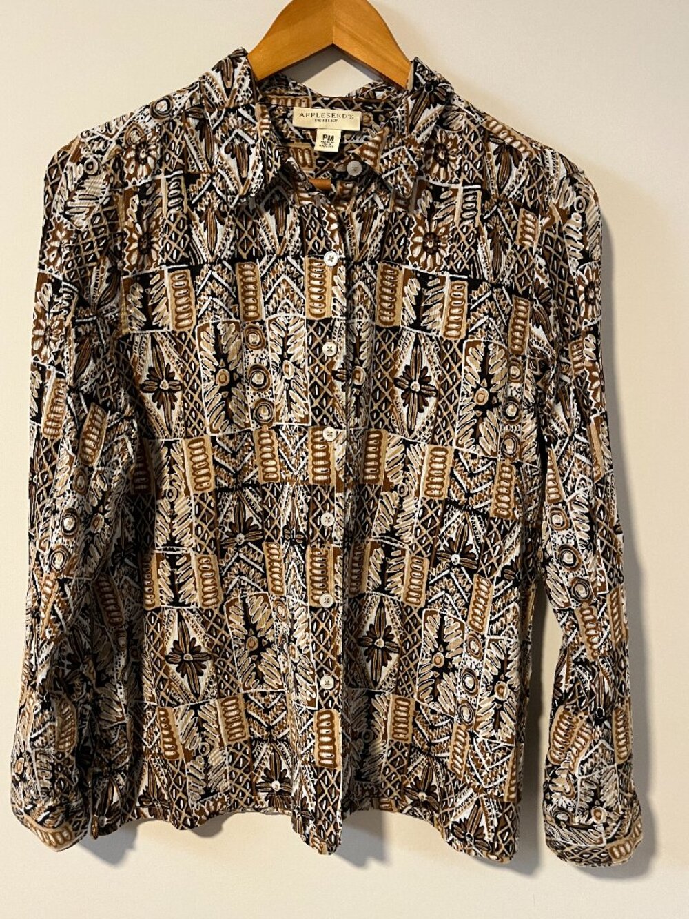 Appleseed's Petite Button Down Top Roll Tab Sleeves